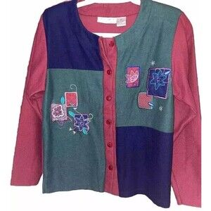 Vintage Women’s Sweater Keneth Too! Embroidered Cardigan 🌺 Size Small NWOT